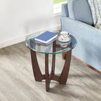 Table basse ronde en verre de 23,5 pouces