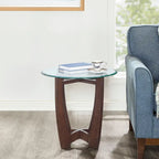 Table basse ronde en verre de 23,5 pouces