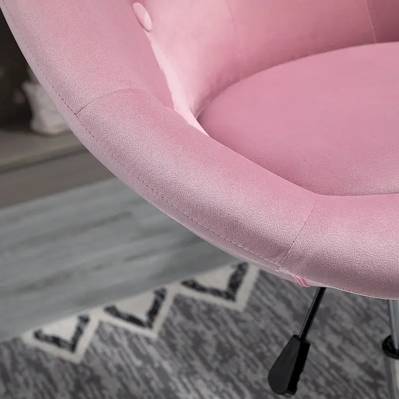 Fauteuil pivotant d'appoint de 66 cm en polyester effet velours – Siège rembourré, capacité de 120 kg, rose