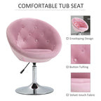 Fauteuil pivotant d'appoint de 66 cm en polyester effet velours – Siège rembourré, capacité de 120 kg, rose