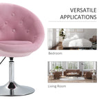 Fauteuil pivotant d'appoint de 66 cm en polyester effet velours – Siège rembourré, capacité de 120 kg, rose