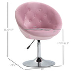 Fauteuil pivotant d'appoint de 66 cm en polyester effet velours – Siège rembourré, capacité de 120 kg, rose