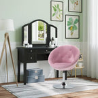 Fauteuil pivotant d'appoint de 66 cm en polyester effet velours – Siège rembourré, capacité de 120 kg, rose