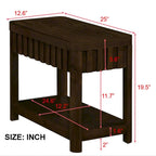 Table d'appoint de ferme rectangulaire de 25 pouces avec étagère de rangement, table d'appoint de canapé avec pieds en bois massif pour salon, chambre, bureau