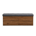 Banc de rangement pour chaussures d'entrée 49 po avec portes doubles et coussin rembourré, Pouf peu encombrant