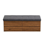 Banc de rangement pour chaussures d'entrée 49 po avec portes doubles et coussin rembourré, Pouf peu encombrant