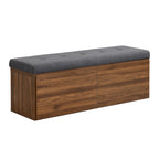 Banc de rangement pour chaussures d'entrée 49 po avec portes doubles et coussin rembourré, Pouf peu encombrant