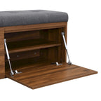 Banc de rangement pour chaussures d'entrée 49 po avec portes doubles et coussin rembourré, Pouf peu encombrant