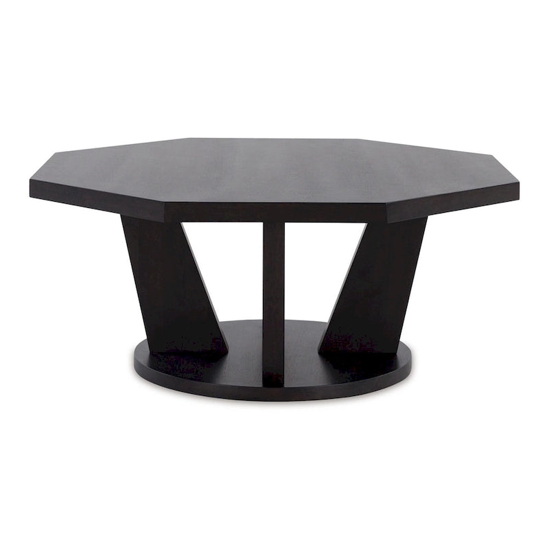 Table basse octogonale en bois 40 pouces – Marron foncé, 40x40x17 po, 15 kg, Salon