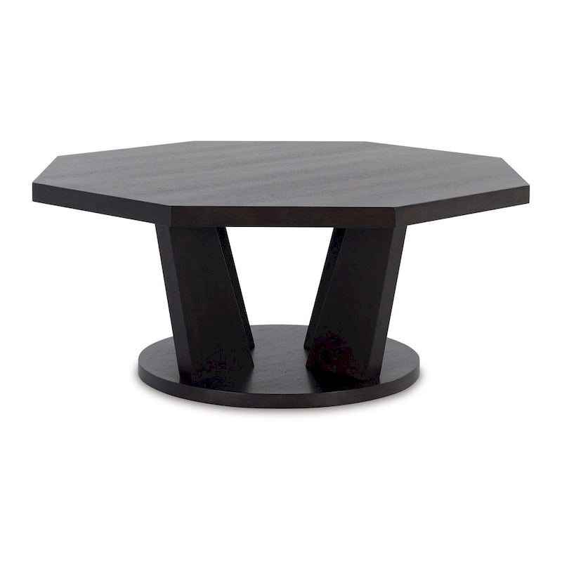 Table basse octogonale en bois 40 pouces – Marron foncé, 40x40x17 po, 15 kg, Salon