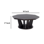 Table basse octogonale en bois 40 pouces – Marron foncé, 40x40x17 po, 15 kg, Salon