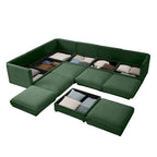 Canapé d'angle modulable 7 places surdimensionné en chenille avec rangement sous l'assise, combinaison DIY