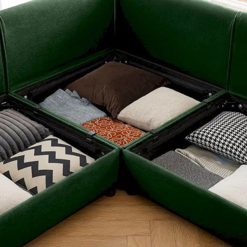 Canapé d'angle modulable 7 places surdimensionné en chenille avec rangement sous l'assise, combinaison DIY