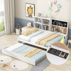 Full Pine Daybed with Blackboard, USB & Trundle