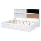 Lit de repos double en pin avec tableau, port USB et lit gigogne