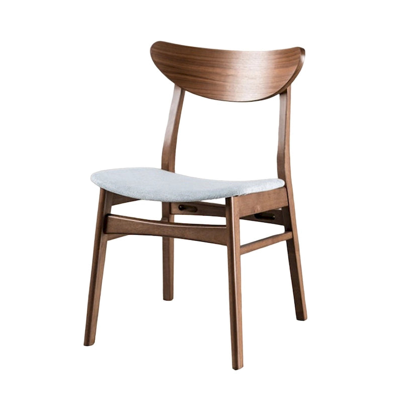 Lot de 2 chaises de salle à manger rembourrées – Noyer et Gris, Chaise de cuisine moderne