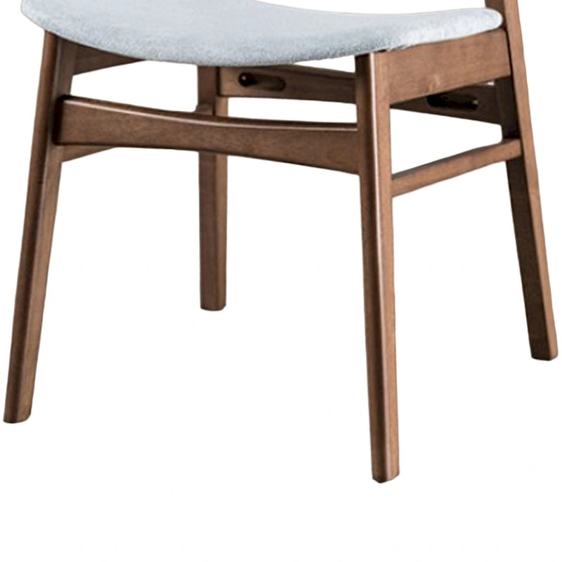 Lot de 2 chaises de salle à manger rembourrées – Noyer et Gris, Chaise de cuisine moderne
