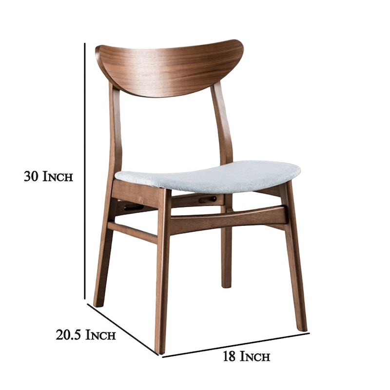 Lot de 2 chaises de salle à manger rembourrées – Noyer et Gris, Chaise de cuisine moderne