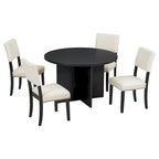 Ensemble table à manger ronde 4 personnes, ensemble de 5 pièces de cuisine avec table à manger ronde et 4 chaises de salle à manger rembourrées