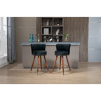 Lot de 2 tabourets de bar pivotants avec pieds en bois et repose-pieds, tabourets de cuisine rembourrés avec dossier