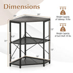 Meuble d'angle pour imprimante avec station de recharge – Noir, 20x20x31 po, Capacité du plateau de 32 kg