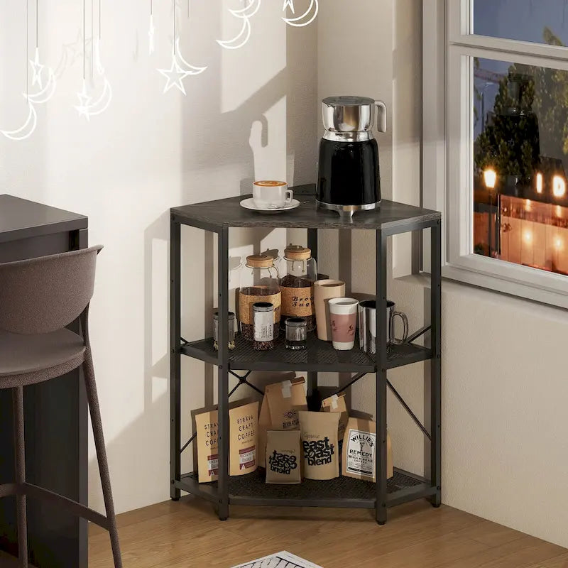 Meuble d'angle pour imprimante avec station de recharge – Noir, 20x20x31 po, Capacité du plateau de 32 kg