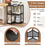 Meuble d'angle pour imprimante avec station de recharge – Noir, 20x20x31 po, Capacité du plateau de 32 kg