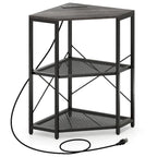 Meuble d'angle pour imprimante avec station de recharge – Noir, 20x20x31 po, Capacité du plateau de 32 kg