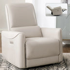 Fauteuil inclinable électrique ergonomique marron avec pivotant à 270°, ports de charge USB et Type-C, et support lombaire