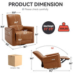 Fauteuil inclinable électrique ergonomique marron avec pivotant à 270°, ports de charge USB et Type-C, et support lombaire