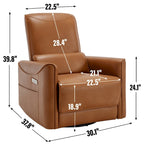 Fauteuil inclinable électrique ergonomique marron avec pivotant à 270°, ports de charge USB et Type-C, et support lombaire