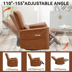 Fauteuil inclinable électrique ergonomique marron avec pivotant à 270°, ports de charge USB et Type-C, et support lombaire