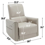 Fauteuil inclinable électrique ergonomique marron avec pivotant à 270°, ports de charge USB et Type-C, et support lombaire