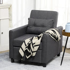 Canapé-lit convertible simple en polyester gris foncé avec dossier réglable