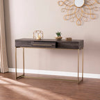 Console de rangement transitoire en bois – Chêne noir/Laiton antique, MDF, 47,75x15x29,5 po