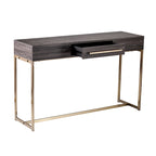 Console de rangement transitoire en bois – Chêne noir/Laiton antique, MDF, 47,75x15x29,5 po
