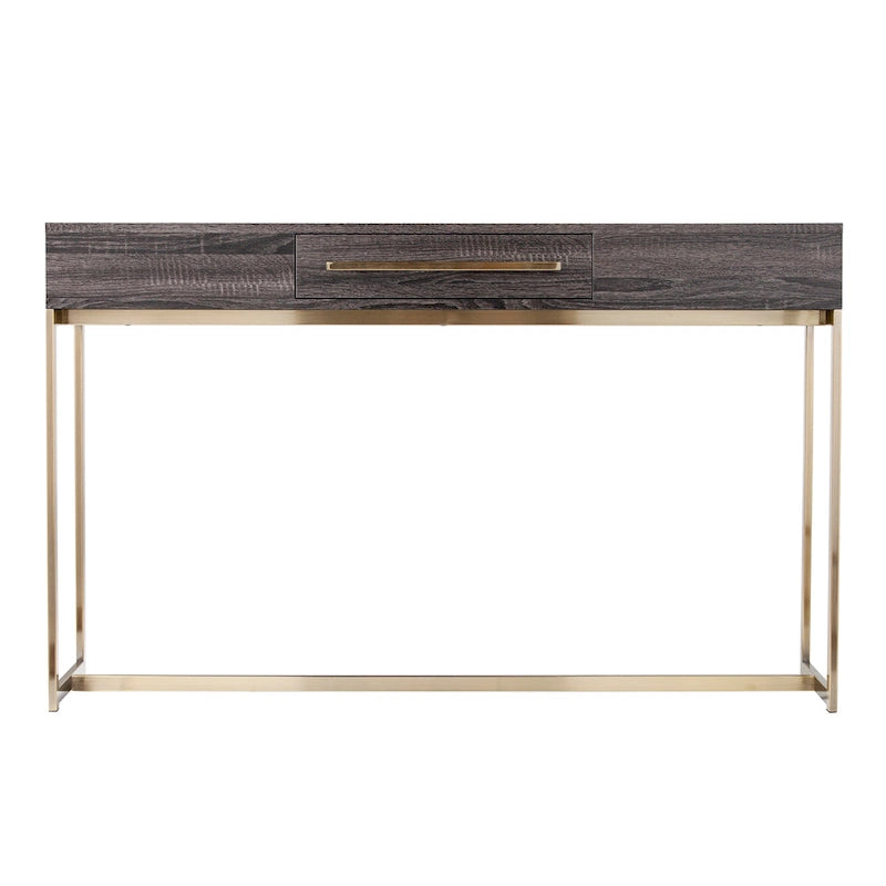 Console de rangement transitoire en bois – Chêne noir/Laiton antique, MDF, 47,75x15x29,5 po