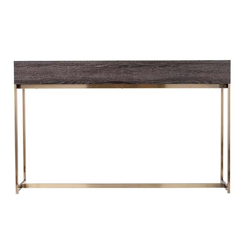 Console de rangement transitoire en bois – Chêne noir/Laiton antique, MDF, 47,75x15x29,5 po