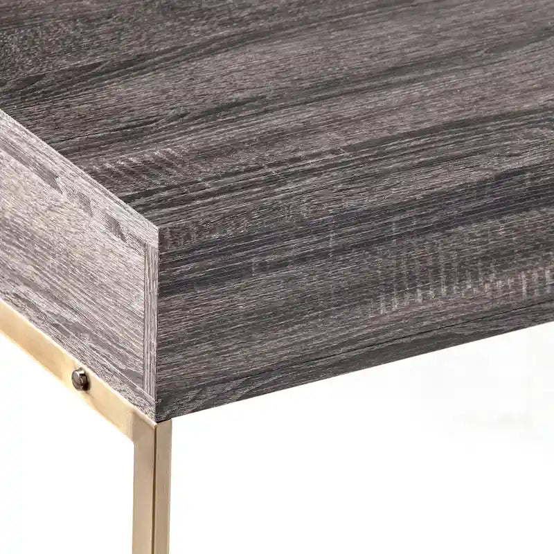 Console de rangement transitoire en bois – Chêne noir/Laiton antique, MDF, 47,75x15x29,5 po