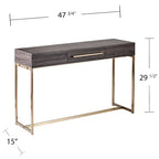 Console de rangement transitoire en bois – Chêne noir/Laiton antique, MDF, 47,75x15x29,5 po