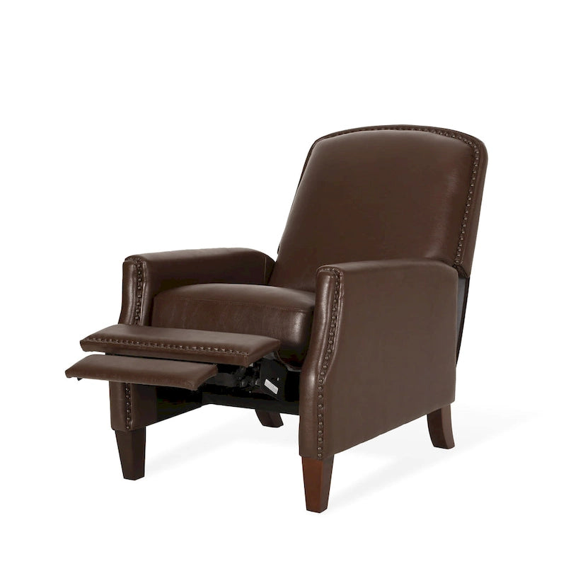 Fauteuil inclinable à pousser avec garniture cloutée et cadre en bois – 85,7 x 68,6 x 99 cm, capacité de 136 kg