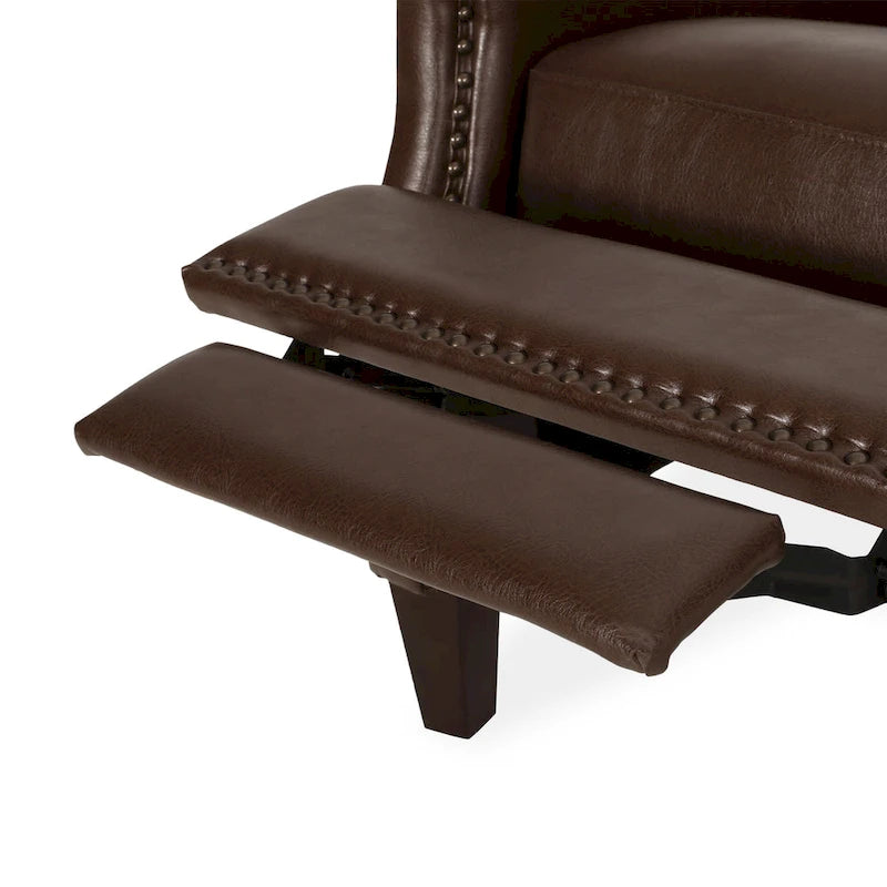 Fauteuil inclinable à pousser avec garniture cloutée et cadre en bois – 85,7 x 68,6 x 99 cm, capacité de 136 kg
