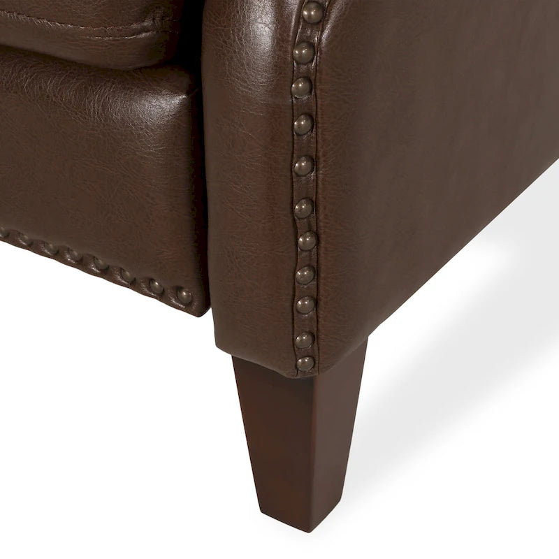 Fauteuil inclinable à pousser avec garniture cloutée et cadre en bois – 85,7 x 68,6 x 99 cm, capacité de 136 kg