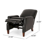 Fauteuil inclinable à pousser avec garniture cloutée et cadre en bois – 85,7 x 68,6 x 99 cm, capacité de 136 kg