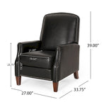 Fauteuil inclinable à pousser avec garniture cloutée et cadre en bois – 85,7 x 68,6 x 99 cm, capacité de 136 kg