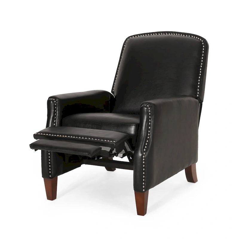 Fauteuil inclinable à pousser avec garniture cloutée et cadre en bois – 85,7 x 68,6 x 99 cm, capacité de 136 kg