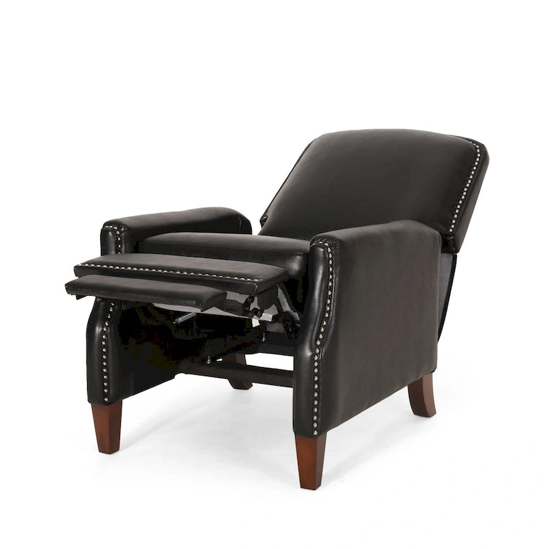 Fauteuil inclinable à pousser avec garniture cloutée et cadre en bois – 85,7 x 68,6 x 99 cm, capacité de 136 kg