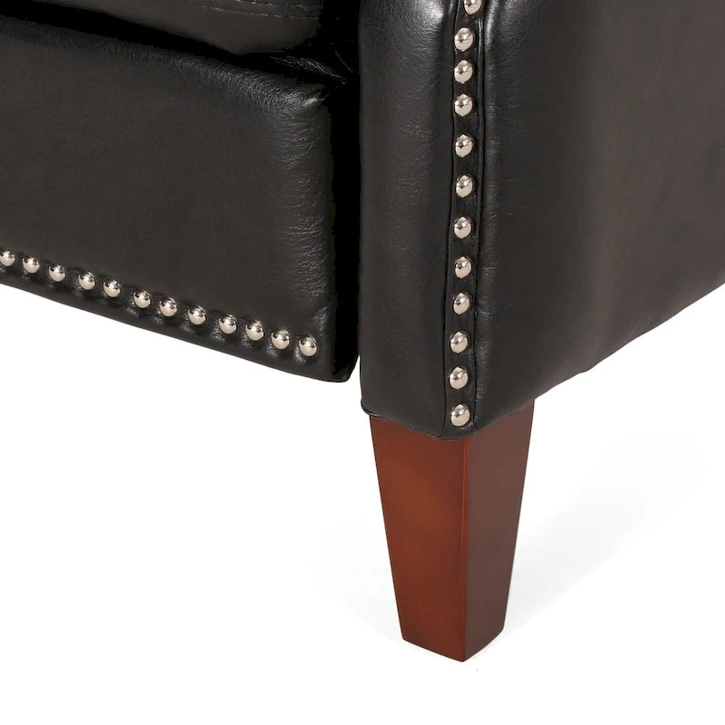 Fauteuil inclinable à pousser avec garniture cloutée et cadre en bois – 85,7 x 68,6 x 99 cm, capacité de 136 kg