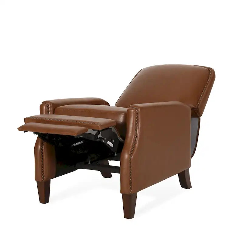 Fauteuil inclinable à pousser avec garniture cloutée et cadre en bois – 85,7 x 68,6 x 99 cm, capacité de 136 kg