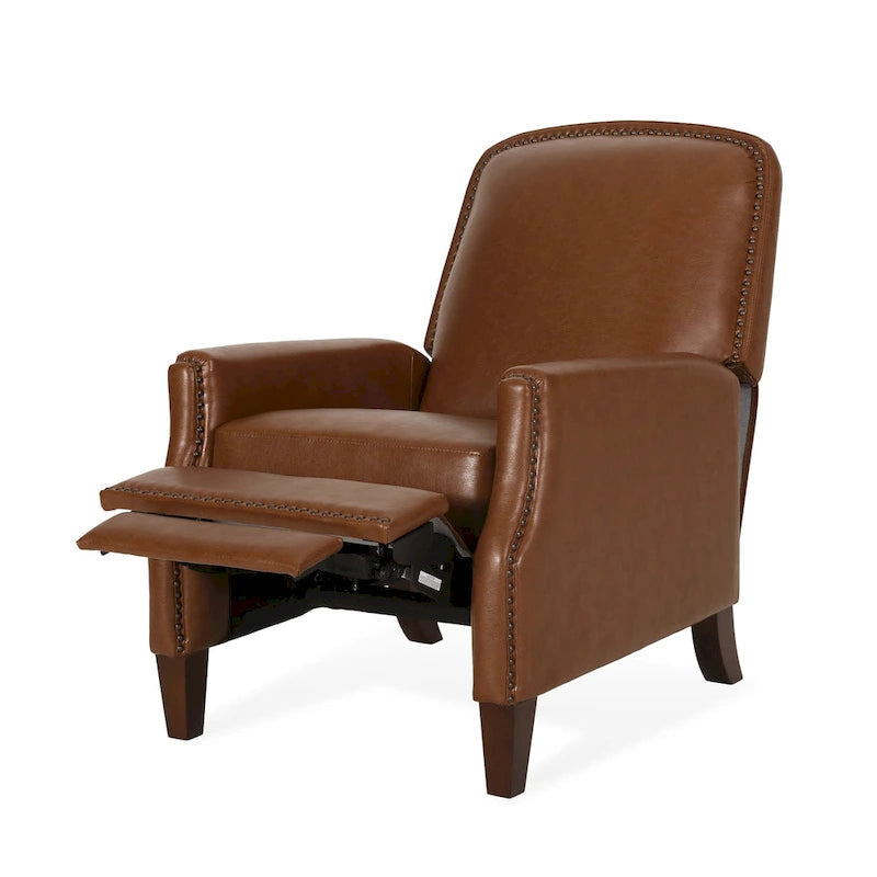 Fauteuil inclinable à pousser avec garniture cloutée et cadre en bois – 85,7 x 68,6 x 99 cm, capacité de 136 kg